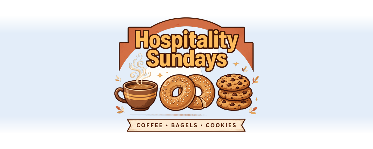 Hospitality Sundays logo — coffee, bagels, cookies